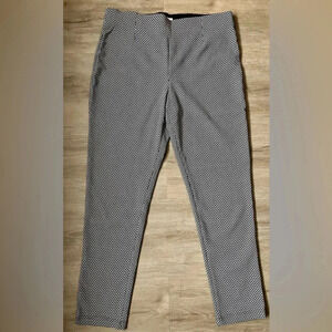 Calvin Klein Black White Print Stretch Mid Rise Pull Up Pants 14